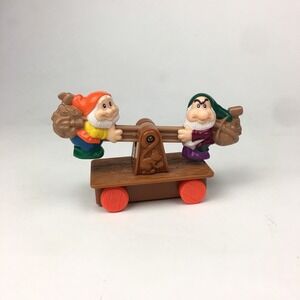 Disney Snow White Seven Dwarfs Happy Grumpy McDonalds 1990s Railroad Handcar Toy